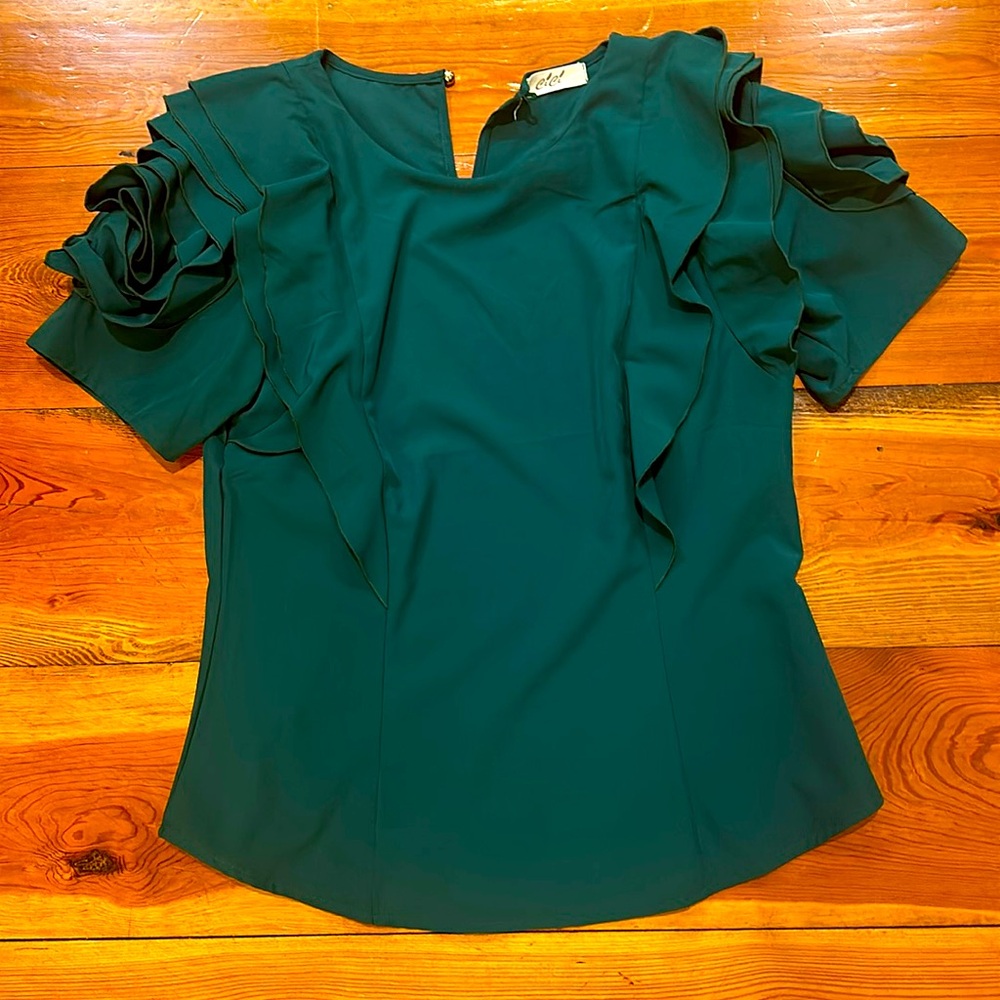 Green Ruffled Blouse